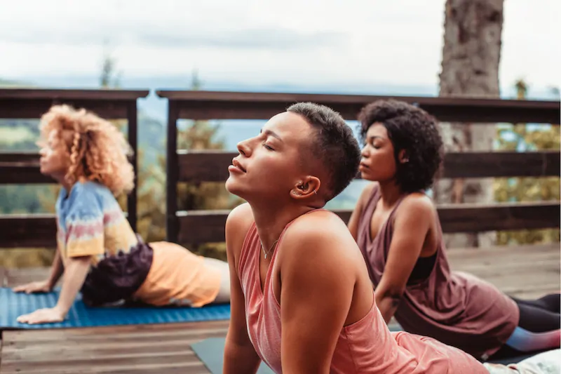 Group of women doing yoga