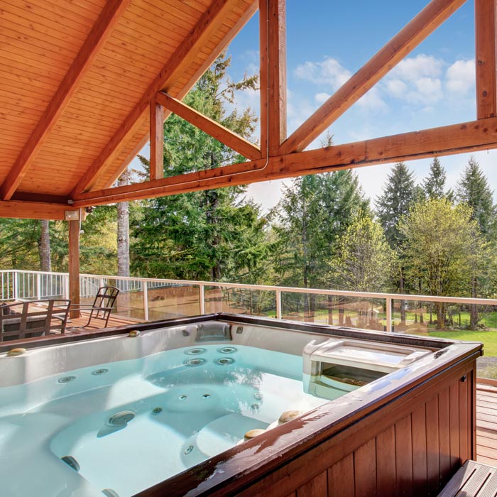 hot tub overlooking forest