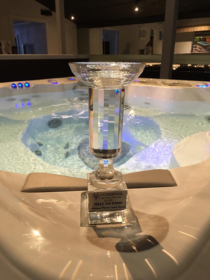hot tub with hall of fame trophy
